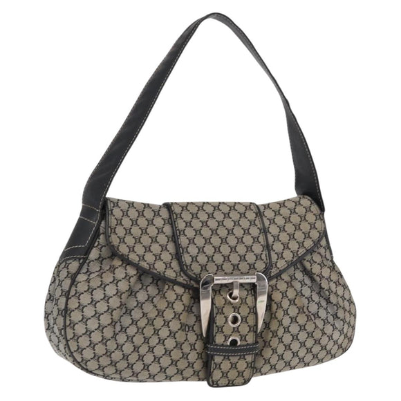 CELINE Macadam Canvas Hand Bag Beige Silver Auth ep13183