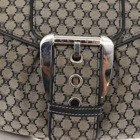 CELINE Macadam Canvas Hand Bag Beige Silver Auth ep13183