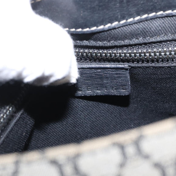 CELINE Macadam Canvas Hand Bag Beige Silver Auth ep13183