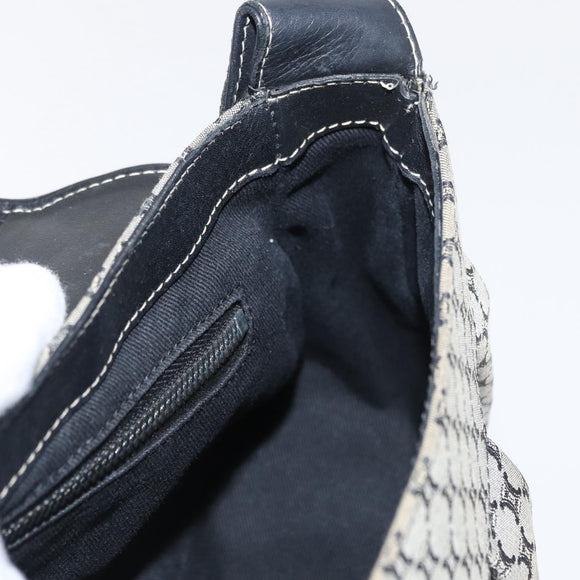 CELINE Macadam Canvas Hand Bag Beige Silver Auth ep13183