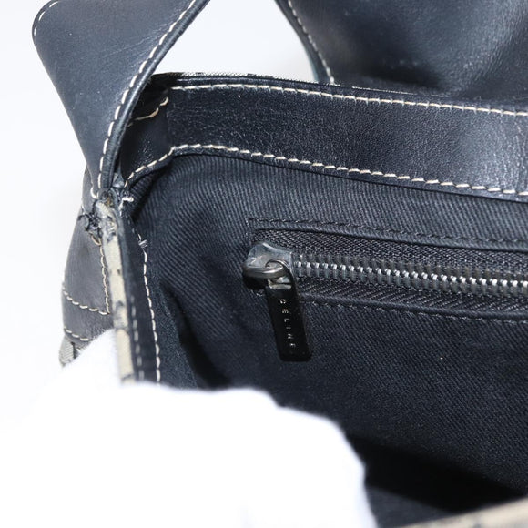 CELINE Macadam Canvas Hand Bag Beige Silver Auth ep13183