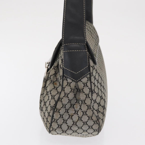 CELINE Macadam Canvas Hand Bag Beige Silver Auth ep13183