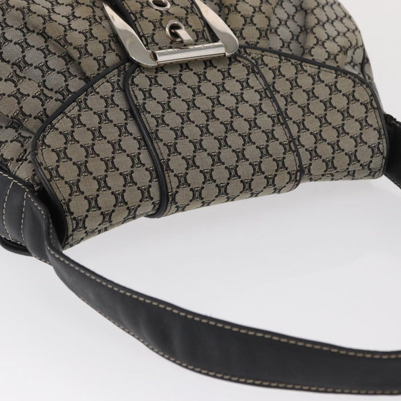 CELINE Macadam Canvas Hand Bag Beige Silver Auth ep13183