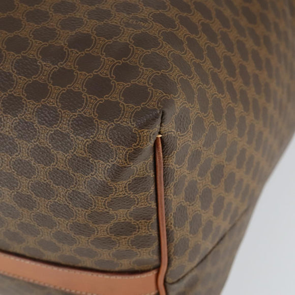 CELINE Macadam Canvas Boston Bag PVC Leather Brown Gold Auth ep13186