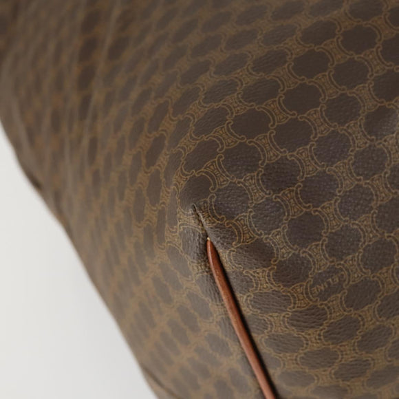 CELINE Macadam Canvas Boston Bag PVC Leather Brown Gold Auth ep13186