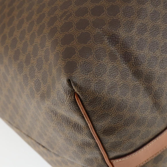 CELINE Macadam Canvas Boston Bag PVC Leather Brown Gold Auth ep13186