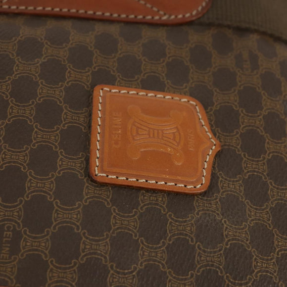 CELINE Macadam Canvas Boston Bag PVC Leather Brown Gold Auth ep13186