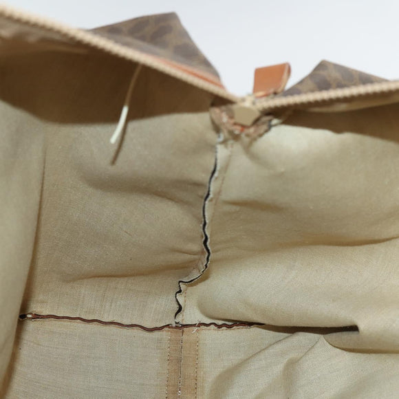 CELINE Macadam Canvas Boston Bag PVC Leather Brown Gold Auth ep13186