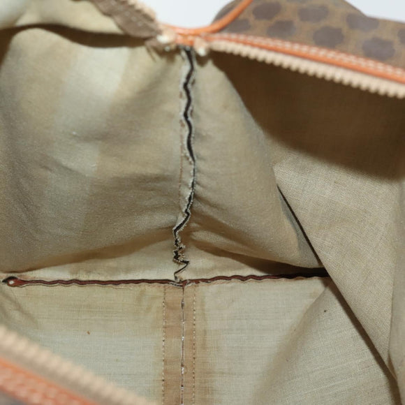 CELINE Macadam Canvas Boston Bag PVC Leather Brown Gold Auth ep13186