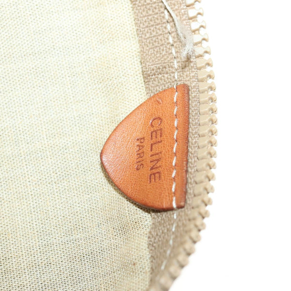 CELINE Macadam Canvas Boston Bag PVC Leather Brown Gold Auth ep13186