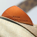 CELINE Macadam Canvas Boston Bag PVC Leather Brown Gold Auth ep13186-20