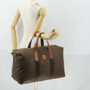 CELINE Macadam Canvas Boston Bag PVC Leather Brown Gold Auth ep13186-21