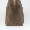 CELINE Macadam Canvas Boston Bag PVC Leather Brown Gold Auth ep13186-4