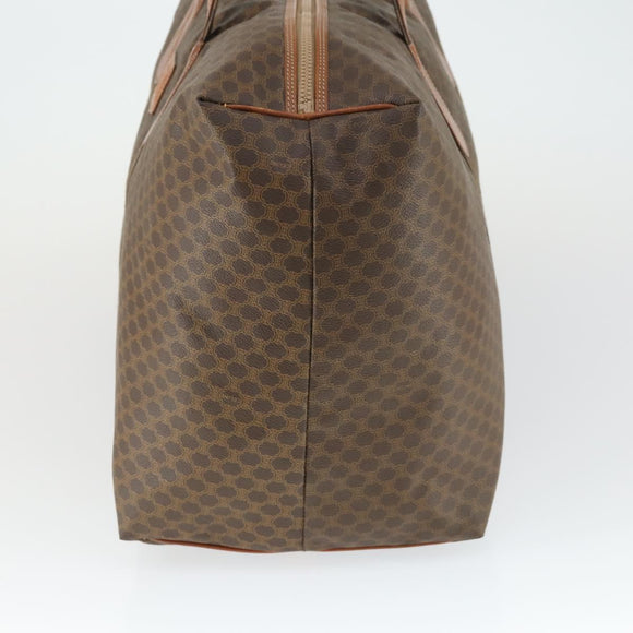 CELINE Macadam Canvas Boston Bag PVC Leather Brown Gold Auth ep13186