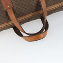 CELINE Macadam Canvas Boston Bag PVC Leather Brown Gold Auth ep13186-7