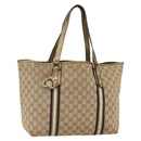 GUCCI GG Canvas Sherry Line Tote Bag Beige Gold 139260 Auth ep13190-1