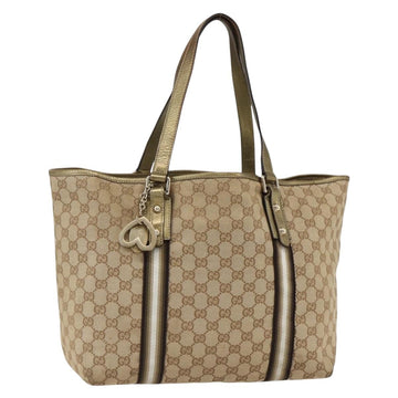 GUCCI GG Canvas Sherry Line Tote Bag Beige Gold 139260 Auth ep13190