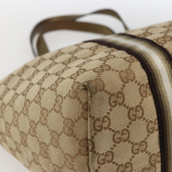 GUCCI GG Canvas Sherry Line Tote Bag Beige Gold 139260 Auth ep13190