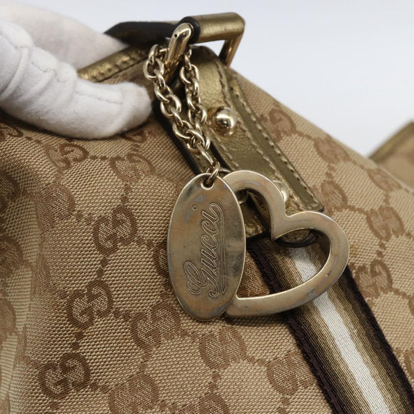 GUCCI GG Canvas Sherry Line Tote Bag Beige Gold 139260 Auth ep13190