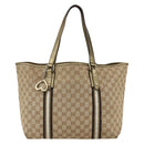 GUCCI GG Canvas Sherry Line Tote Bag Beige Gold 139260 Auth ep13190-2