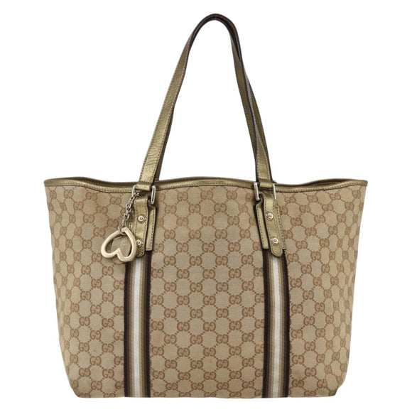 GUCCI GG Canvas Sherry Line Tote Bag Beige Gold 139260 Auth ep13190