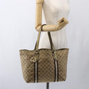 GUCCI GG Canvas Sherry Line Tote Bag Beige Gold 139260 Auth ep13190-22