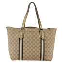 GUCCI GG Canvas Sherry Line Tote Bag Beige Gold 139260 Auth ep13190-3