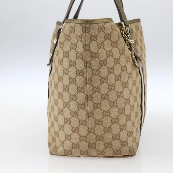 GUCCI GG Canvas Sherry Line Tote Bag Beige Gold 139260 Auth ep13190