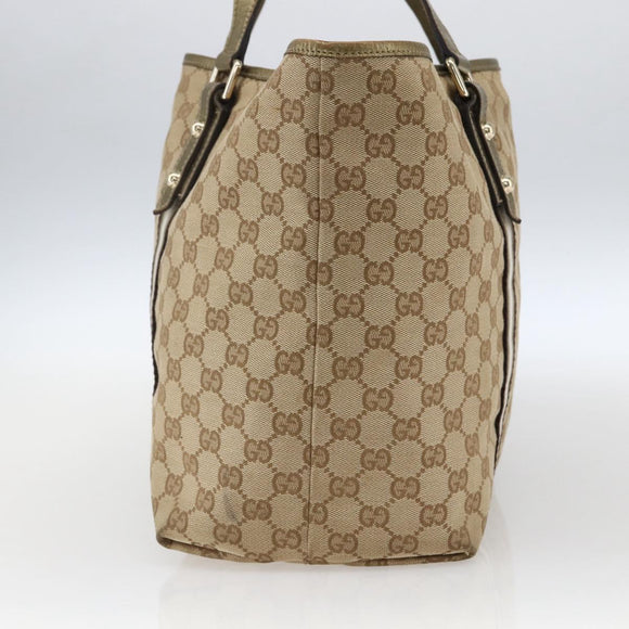 GUCCI GG Canvas Sherry Line Tote Bag Beige Gold 139260 Auth ep13190