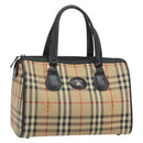 Burberrys Nova Check Hand Bag Canvas Beige Gold Auth ep13191-1