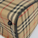 Burberrys Nova Check Hand Bag Canvas Beige Gold Auth ep13191-9
