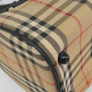 Burberrys Nova Check Hand Bag Canvas Beige Gold Auth ep13191-14