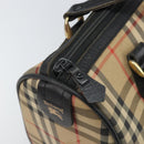 Burberrys Nova Check Hand Bag Canvas Beige Gold Auth ep13191-10