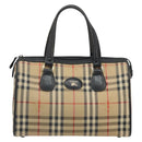 Burberrys Nova Check Hand Bag Canvas Beige Gold Auth ep13191-13
