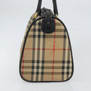 Burberrys Nova Check Hand Bag Canvas Beige Gold Auth ep13191-3