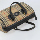 Burberrys Nova Check Hand Bag Canvas Beige Gold Auth ep13191-6