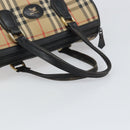 Burberrys Nova Check Hand Bag Canvas Beige Gold Auth ep13191-7