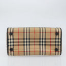 Burberrys Nova Check Hand Bag Canvas Beige Gold Auth ep13191-5