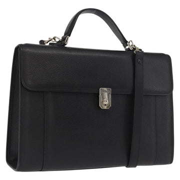 Burberrys Hand Bag Leather 2way Black Gold Auth ep13192