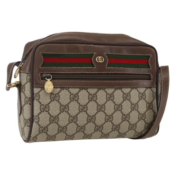 GUCCI GG Supreme Web Sherry Line Bag Beige Gold 001 44 6655 Auth ep13193