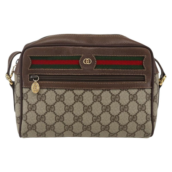 GUCCI GG Supreme Web Sherry Line Bag Beige Gold 001 44 6655 Auth ep13193