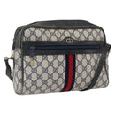 GUCCI GG Supreme Sherry Line Shoulder Bag PVC Navy Gold Auth ep13194-1