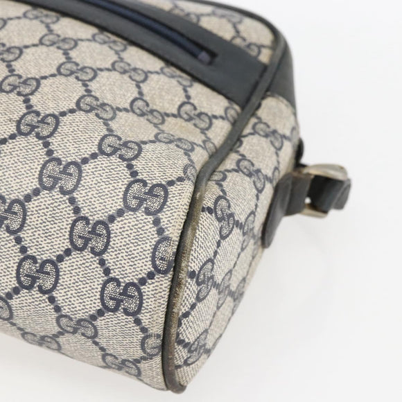 GUCCI GG Supreme Sherry Line Shoulder Bag PVC Navy Gold Auth ep13194