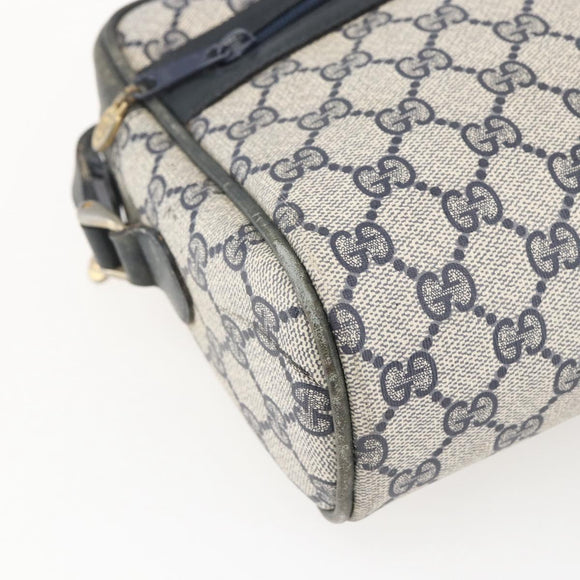 GUCCI GG Supreme Sherry Line Shoulder Bag PVC Navy Gold Auth ep13194