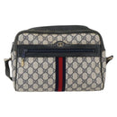 GUCCI GG Supreme Sherry Line Shoulder Bag PVC Navy Gold Auth ep13194-2