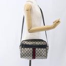 GUCCI GG Supreme Sherry Line Shoulder Bag PVC Navy Gold Auth ep13194-22