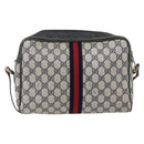 GUCCI GG Supreme Sherry Line Shoulder Bag PVC Navy Gold Auth ep13194-3