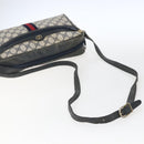 GUCCI GG Supreme Sherry Line Shoulder Bag PVC Navy Gold Auth ep13194-7