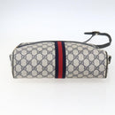 GUCCI GG Supreme Sherry Line Shoulder Bag PVC Navy Gold Auth ep13194-9