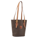 CELINE Macadam Canvas Tote Bag PVC Leather Brown Gold Auth ep13195-1